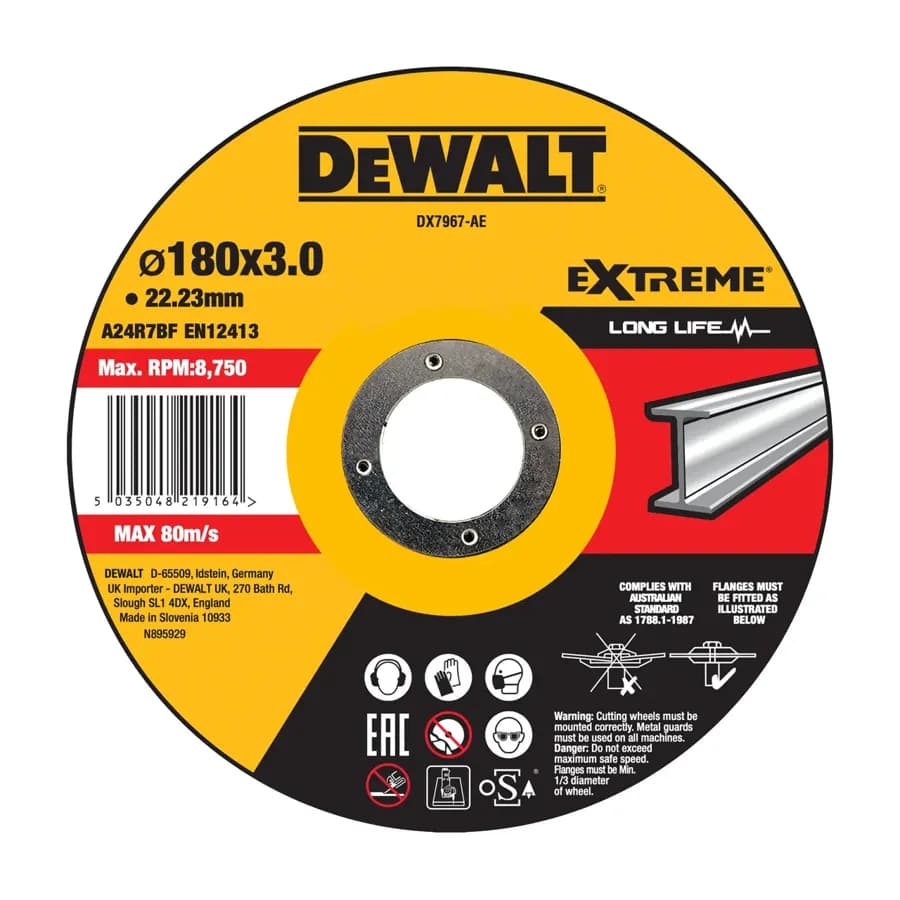 180mm x 3mm x 22.23mm Type 42 HP Metal Cutting Wheel